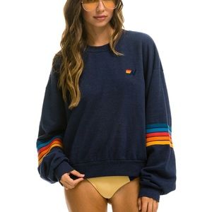 AV 5 Stripe Relaxed Rainbow Stitch Crew Sweatshirt